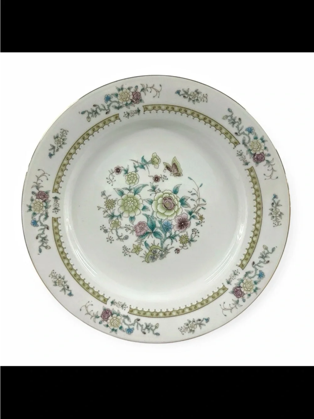 Baum Bros Ming Floral Set of 6 Dinner Plates 10.5” Fine China Gold Trim